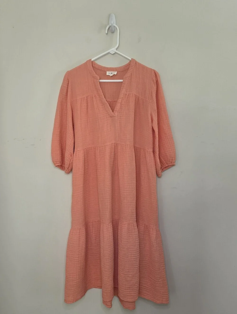 Women's Lou & Gray Peach Color Gauzy Midi Length Dress Sz Small - Picture 8 of 9